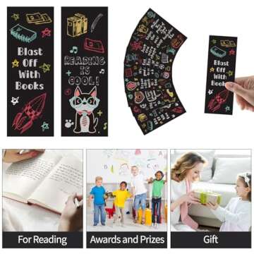LiYiQ 100 Pcs Reading Rocks Bookmarks Rockets Design Bookmarks 7×2.5-inch Double-Sided Bookmarks for Book Lovers Cute Bookmarks for Reading Bookmarks for Students School Supplies
