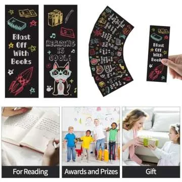 LiYiQ 100 Pcs Reading Rocks Bookmarks Rockets Design Bookmarks 7×2.5-inch Double-Sided Bookmarks for Book Lovers Cute Bookmarks for Reading Bookmarks for Students School Supplies