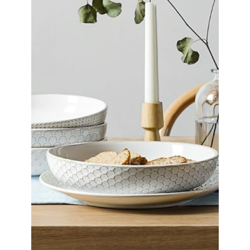 LE TAUCI 42oz Pasta Bowls Set Elegant Ceramic Serving Dishes