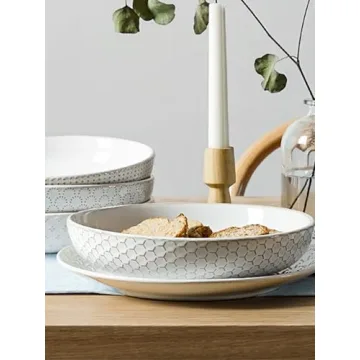 LE TAUCI 42oz Pasta Bowls Set Elegant Ceramic Serving Dishes