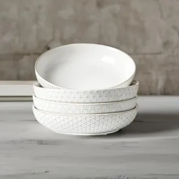 LE TAUCI 42oz Pasta Bowls Set Elegant Ceramic Serving Dishes