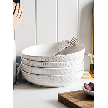 LE TAUCI 42oz Pasta Bowls Set Elegant Ceramic Serving Dishes