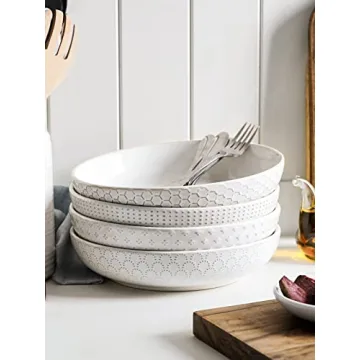 LE TAUCI 42oz Pasta Bowls Set Elegant Ceramic Serving Dishes