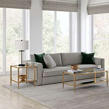 Stylish Henn&Hart Brass Side Table with Mirror Shelf