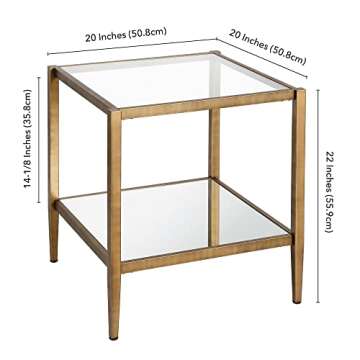 Stylish Henn&Hart Brass Side Table with Mirror Shelf