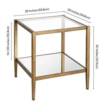 Stylish Henn&Hart Brass Side Table with Mirror Shelf