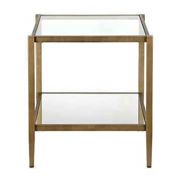 Stylish Henn&Hart Brass Side Table with Mirror Shelf
