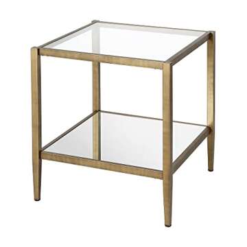 Stylish Henn&Hart Brass Side Table with Mirror Shelf