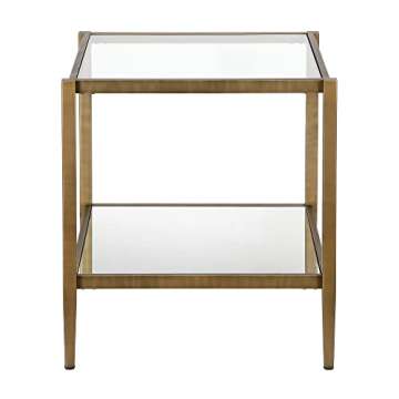 Stylish Henn&Hart Brass Side Table with Mirror Shelf