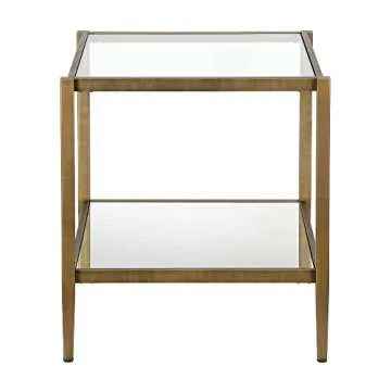 Stylish Henn&Hart Brass Side Table with Mirror Shelf