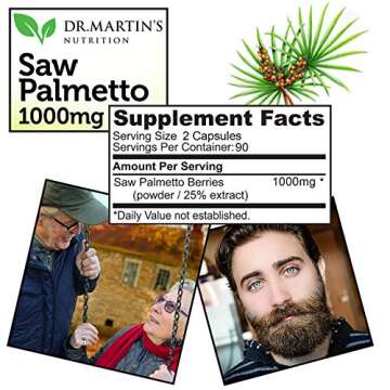 USA Grown Saw Palmetto | 180 Capsules Prostate Health Supplement | Hair Growth for Men & Women | Support to Help Maintain Normal Urination Frequency & Natural DHT Blocker to Help Prevent Hair Loss