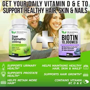 USA Grown Saw Palmetto | 180 Capsules Prostate Health Supplement | Hair Growth for Men & Women | Support to Help Maintain Normal Urination Frequency & Natural DHT Blocker to Help Prevent Hair Loss