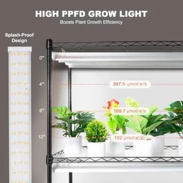 VEVOR DIY Plant Stand with Grow Light, 6-Tier Large Tall Plant Shelf with 192W 5000K Full Spectrum Grow Lights, Indoor Grow Light Shelf with Wheels for Seed Starting 29.5" L x 13.8" W x 70.9" H