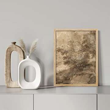 SIGNWIN Framed Sepia Tree Countryside Landscape Wall Art, Floral/Botanical Wall Decor Prints, Nature Wilderness Wall Décor for Living Room, Bedroom - 12"x16" Natural