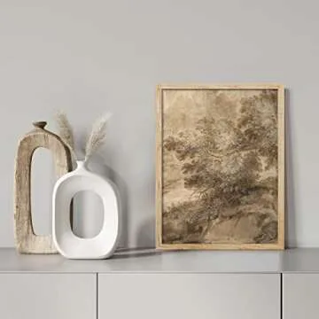 SIGNWIN Framed Sepia Tree Countryside Landscape Wall Art, Floral/Botanical Wall Decor Prints, Nature Wilderness Wall Décor for Living Room, Bedroom - 12"x16" Natural