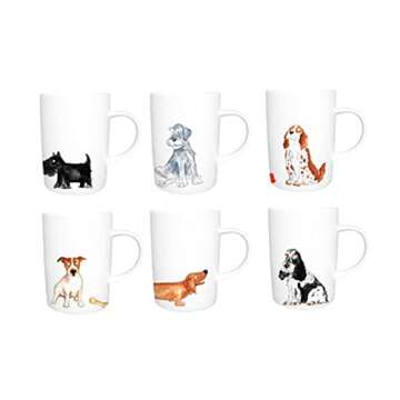 Roy Kirkham ER2172 Lyric Mug - Dogs Set of 6: Elegant Fine Bone China