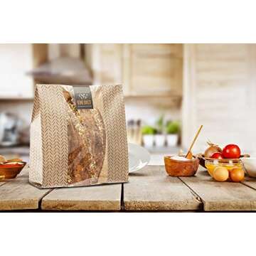 Cute & Elegant Bakery Bags with Window - 30 PE Coated Paper Bags with 30 Stickers - Durable Brown Kraft Paper Bags for Sourdough Loaf, Cookies, and Baked Gifts - 14 x 10 x 4 Cookie Bags