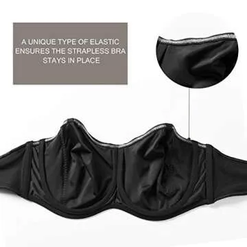 DELIMIRA Seamless Strapless Bra for Big Bust 38DD Black