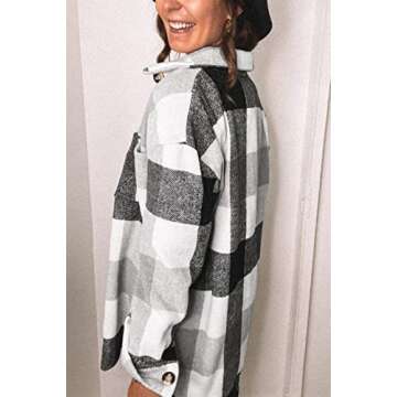 PRETTYGARDEN Women's Fall Clothes Plaid Shacket Jacket Trendy Casual Long Sleeve Button Down Flannel...