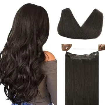 DOORES Hair Extensions Human Hair Dark Brown 20 Inch 110g Wire Hair Extension Invisible Hairpiece Wi...