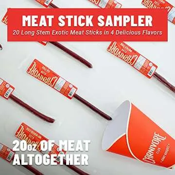 Carnivore Club Exotic Jerky Bouquet - Includes 20 Delicious Exotic Meat Sticks in 4 Flavors - Jerky ...