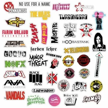 BulbaCraft 81Pcs Large Punk Stickers, Punk Rock Stickers, Band Decals, Metal Decals, Gifts for Women & Men