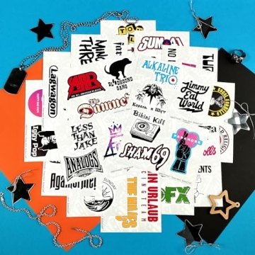 BulbaCraft 81Pcs Large Punk Stickers, Punk Rock Stickers, Band Decals, Metal Decals, Gifts for Women & Men