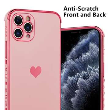 KANGHAR for iPhone 11 Pro Case for Women Girl, Plating Edge Cute Love Heart Soft TPU Bumper with 4 Corners Shockproof Protection Phone Case Cover for iPhone 11 Pro 5.8 Inch(Pink)