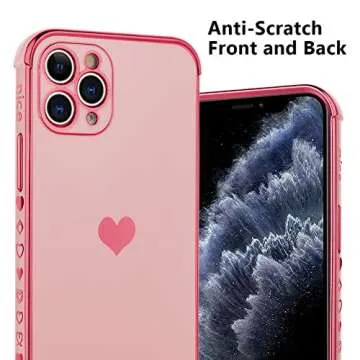 KANGHAR for iPhone 11 Pro Case for Women Girl, Plating Edge Cute Love Heart Soft TPU Bumper with 4 Corners Shockproof Protection Phone Case Cover for iPhone 11 Pro 5.8 Inch(Pink)