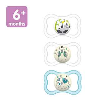 MAM Air Night & Day Baby Pacifier – Sensitive Skin Glowing Comfort, 3 Pack