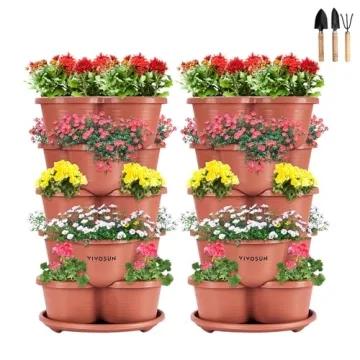 VIVOSUN 2-Pack 5 Tier Vertical Gardening Stackable Planter for Strawberries, Flowers, Herbs, Vegetab...