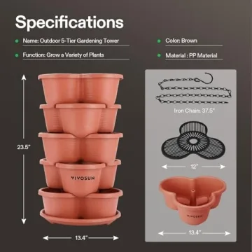 VIVOSUN Stackable Vertical Planter for Strawberries and Herbs