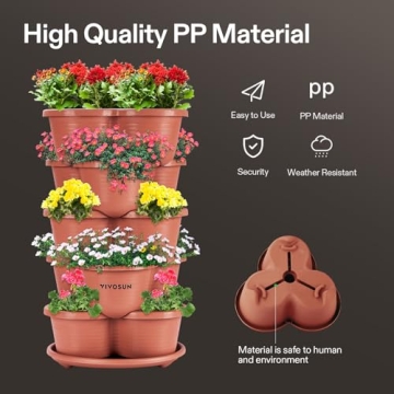 VIVOSUN Stackable Vertical Planter for Strawberries and Herbs