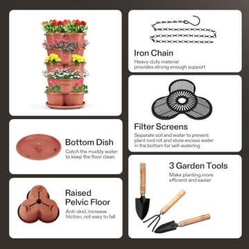 VIVOSUN Stackable Vertical Planter for Strawberries and Herbs
