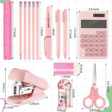 Cute Pink Back to School Supplies Set for Girls