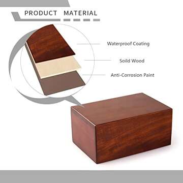 PCS Cremation Urns for Ashes, Pet Memorial Funeral Urns Box,Wooden Decorative Urn for Dog Cat,Cremation Keepsake Burial Ash Box - L (8.5 x 6.5 x 4.5'')