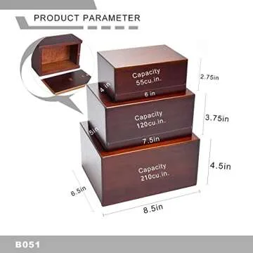 PCS Cremation Urns for Ashes, Pet Memorial Funeral Urns Box,Wooden Decorative Urn for Dog Cat,Cremation Keepsake Burial Ash Box - L (8.5 x 6.5 x 4.5'')