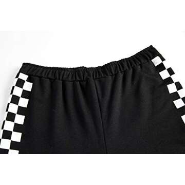 Meikulo Crop Tops Hoodies for Teen Girls Clothes Kids Cute Long Sleeve Athletic Shirts Checkered Sweatshirts and Sweatpants 2 Piece Outfits Sweatsuit Clothing Sets Activewear Black, 13-14 Years