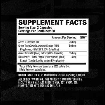 Jacked Factory Lean-XT Caffeine Free Fat Burner - Non Stim Weight Loss Supplement, Appetite Suppressant & Metabolism Booster | Acetyl L-Carnitine, Green Tea Extract, Forskolin - 60 Natural Diet Pills