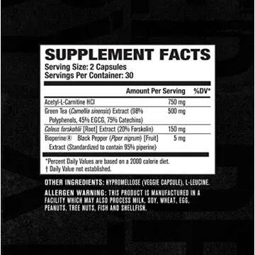Jacked Factory Lean-XT Caffeine Free Fat Burner - Non Stim Weight Loss Supplement, Appetite Suppressant & Metabolism Booster | Acetyl L-Carnitine, Green Tea Extract, Forskolin - 60 Natural Diet Pills