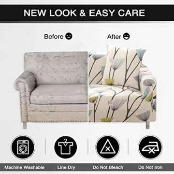 Lamberia Printed Sofa Cover Stretch Couch Cover Sofa Slipcovers for Couches and Loveseats with Two Free Pillow Case (Beige, Loveseat)