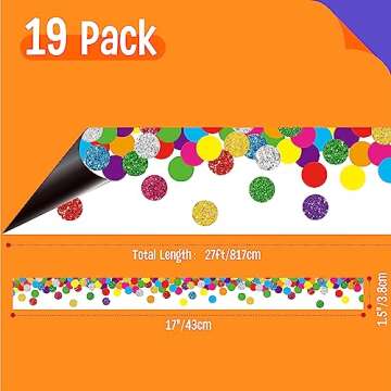 27 Feet Magnetic Border, 19 Sheet Confetti Bulletin Board Border Colorful Whiteboard Blackboard and ...