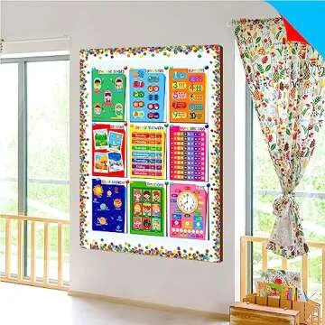 27 Feet Magnetic Border, 19 Sheet Confetti Bulletin Board Border Colorful Whiteboard Blackboard and Metal Surface Decoration for School, Office & Home Use, Easy to Install and Reusable (17” x 1.5”)