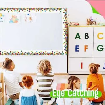 27 Feet Magnetic Border, 19 Sheet Confetti Bulletin Board Border Colorful Whiteboard Blackboard and Metal Surface Decoration for School, Office & Home Use, Easy to Install and Reusable (17” x 1.5”)