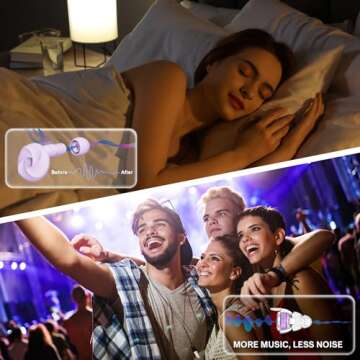 Labeopuwu High Fidelity Earplugs Set, Reusable Ear Plugs for Noise Reduction, 2 Pairs Concert Ear Plugs and 1 Pair Ear Plug for Sleeping Noise Cancelling, Noise Sensitivity, Hearing Protection(Purple)