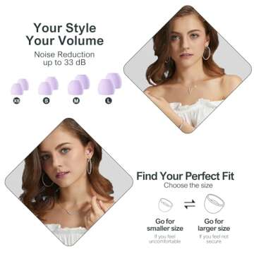Labeopuwu High Fidelity Earplugs Set, Reusable Ear Plugs for Noise Reduction, 2 Pairs Concert Ear Plugs and 1 Pair Ear Plug for Sleeping Noise Cancelling, Noise Sensitivity, Hearing Protection(Purple)