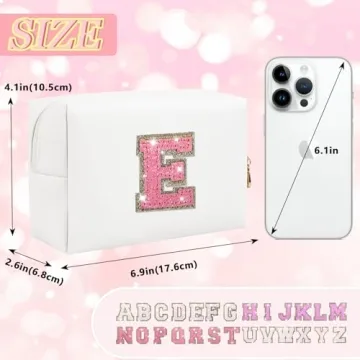 Charming Personalized Initial Letter Makeup Bag for Women - Glittering Cosmetic Organizer