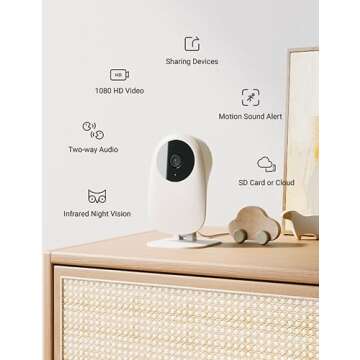 nooie Baby Monitor with Camera and Audio, Baby Camera Monitor, Baby Monitor WiFi Smartphone 2.4 GHz,...