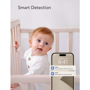 nooie Baby Monitor with Camera and Audio, Baby Camera Monitor, Baby Monitor WiFi Smartphone 2.4 GHz, Motion and Sound Detection, 1080P HD Night Vision, Two-Way Audio, SD or Cloud Storage