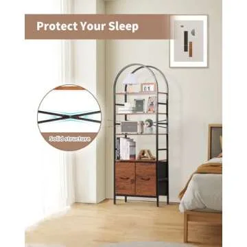 KATHY&BOB 5 Tier Arched Book Shelf with Drawers